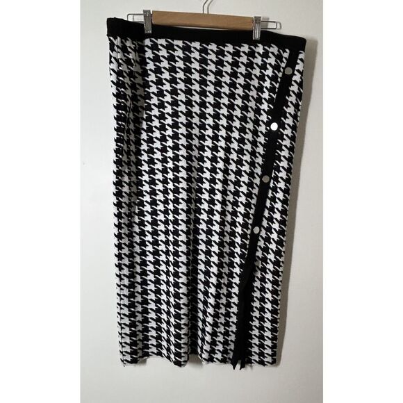 Love Scarlett Black & White Houndstooth Sweater Skirt Stretch Pencil Size XL - Picture 1 of 4